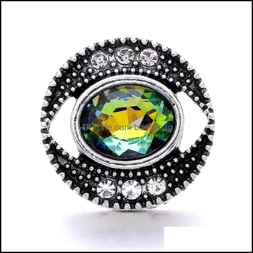 wholesale rhinestone eye 18mm snap button clasp metal charms for snaps jewelry findings suppliers