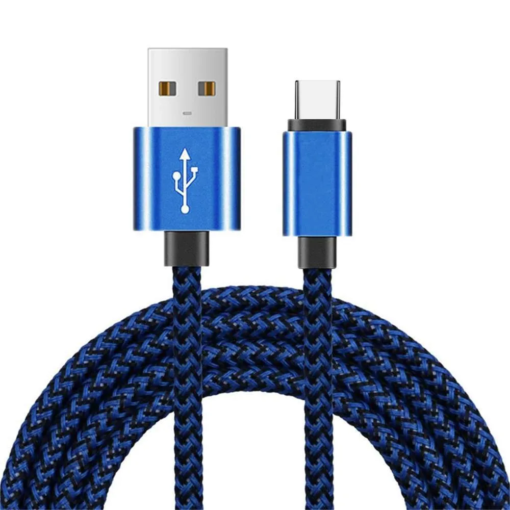 2A Braid Data USB Cables Type C Android 2M 3M 6FT 10FT Braided Charging Cable