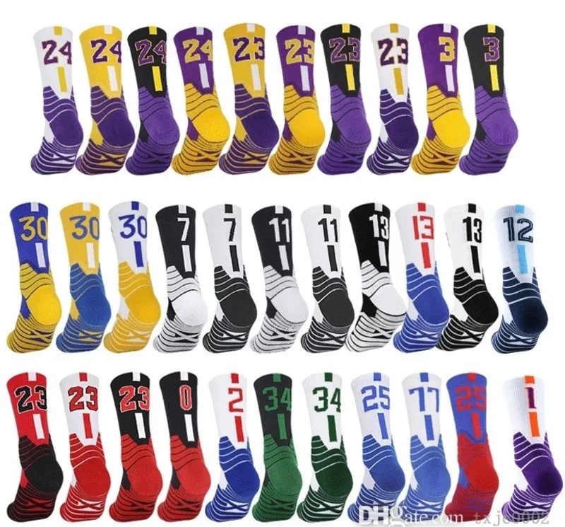 Calzini da basket digitali di design Calzini sportivi per uomo e bambino Calzini in jersey con fondo asciugamano a tubo centrale Multicolori