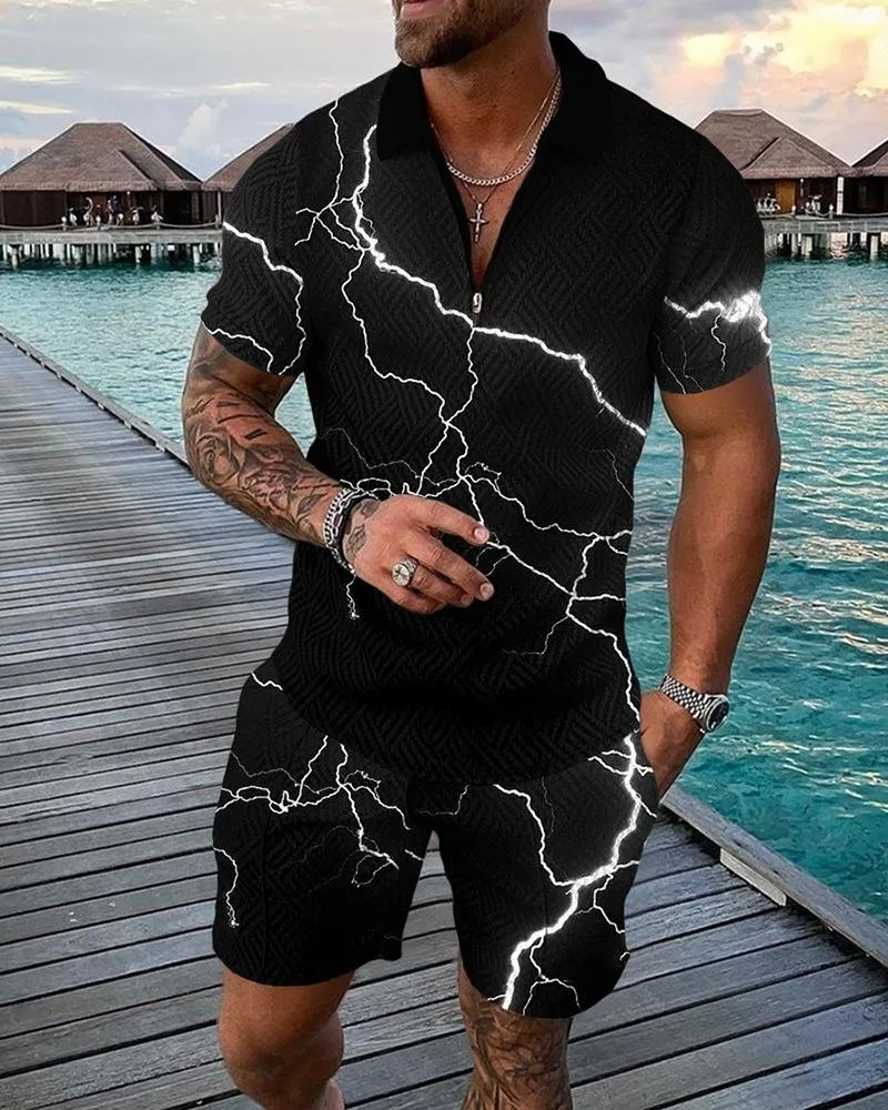 Ensemble De Sport Homme - T-shirt à Fermeture Et Short à Cordon, Léger Et Respirant, Pour Jogging, Fitness