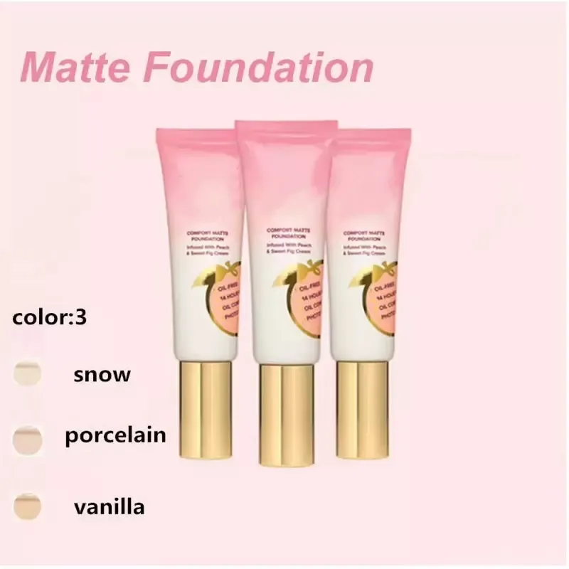 Fundacja twarzy Peach Perfect Comfort Matte Foundation nasycona brzoskwiniową kremem figowym mają 3 kolory 48 ml