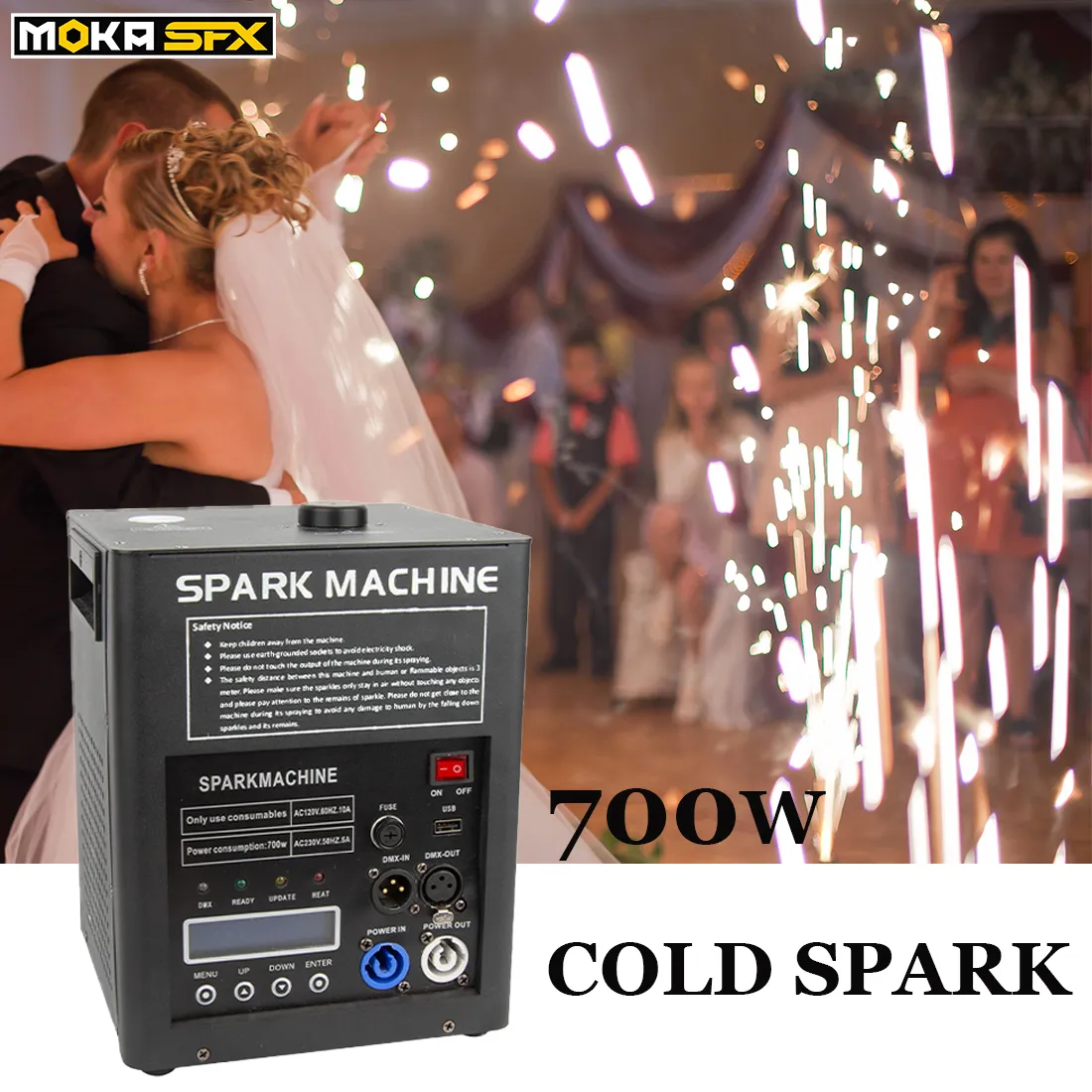 700W Cold Spark Machine Wedding Fountain Sparkler Machine Remote DMX Control Party DJ Equipment