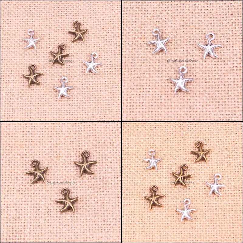 Charms Double Sided Lovely Starfish Star Antique Pendants,Vintage Tibetan Silver Jewelry,Diy Jewelry Findings For Bracelet Necklace