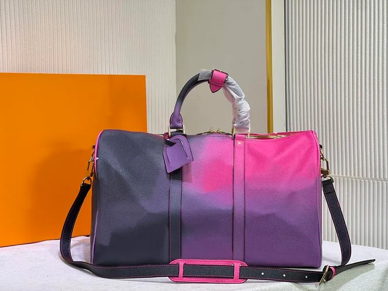 HH 2022 KEEP ALL 45 Duffel Bag BANDOULIERE large capacity luggage bags luxury designer handbag Fashion Gradient pastel shades shop256B