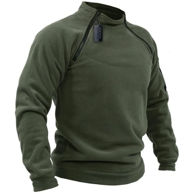 Men's Hoodies Sweatshirts Men Tactical Outdoor Jackets Autumn Casual Stand Collar Zipper Windproof Oversized Tops Male Solid Thick Fleece Warm Pullovers 230206