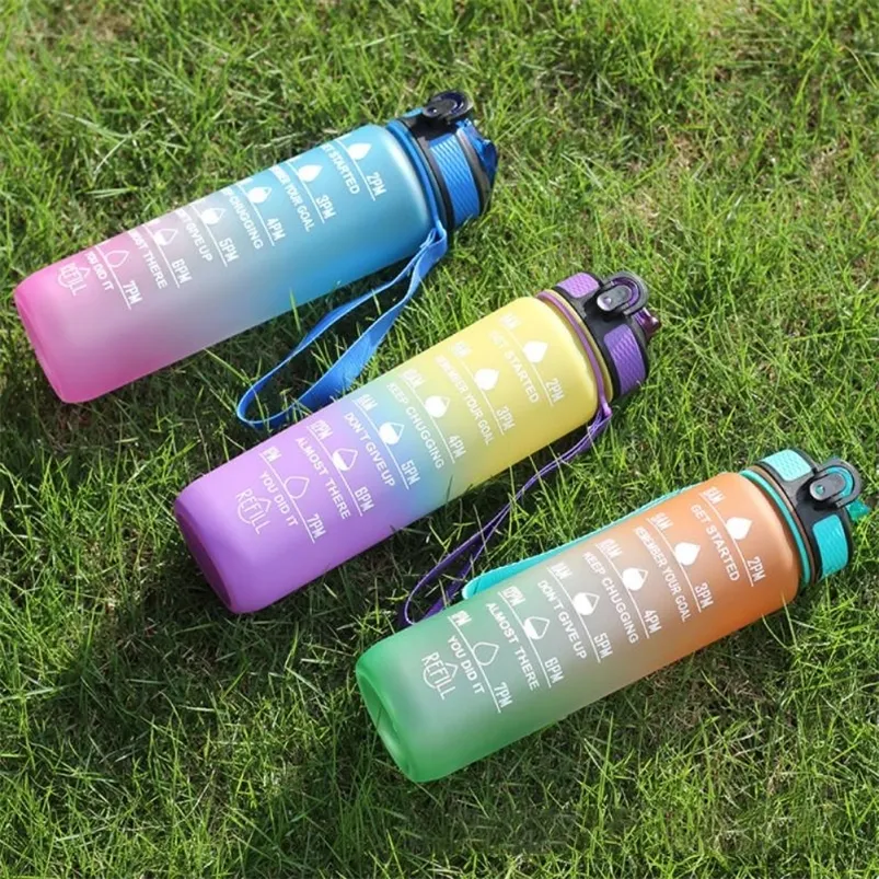 Tritan Material Water Bottle With Time Marker Leakproof Bottle For Fitness Sports Motivational Water Bottle With Time Marker 220425