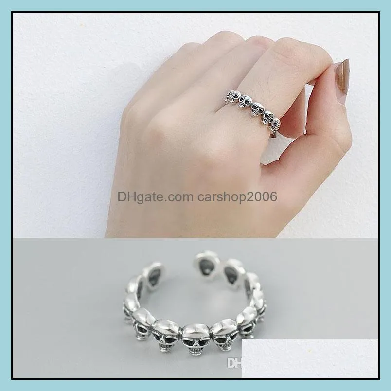 Band Rings Jewelry Gothic Skl Thin Open Ring Women Men Solid Sterling Sier 925 Finger Bague Fine Drop Ymr097 Delivery 2021 Bfjg0