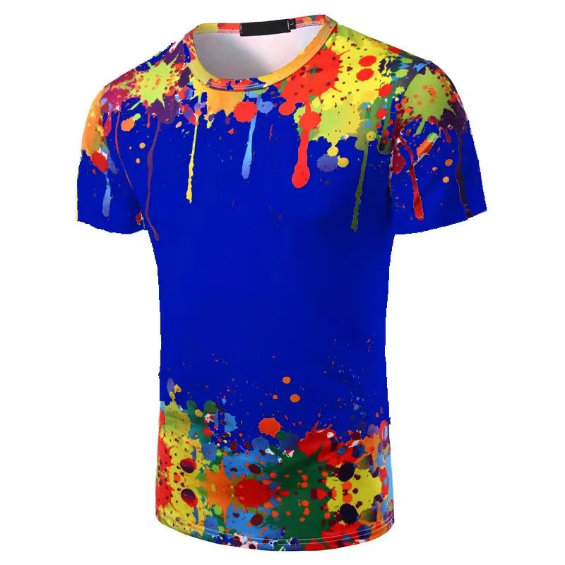 Big Tall Men's T-shirts Plus Tees & Polos Customised Splashed Paint Style Pattern 3D Printing Graphic t Shirt Breathable Round Collar Short Sleeve For Men or Women