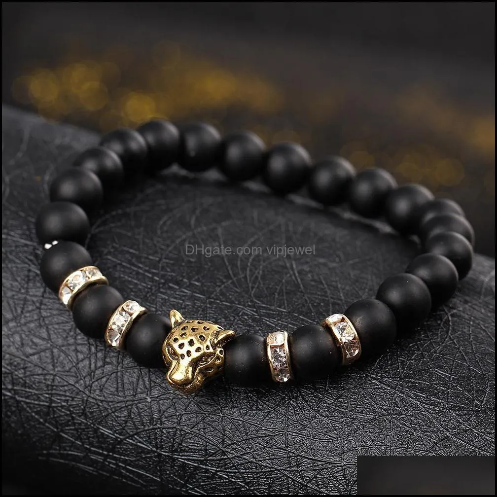 Braccialetti con ciondoli Nero all'ingrosso per uomo Donna Orologio Tiger Eye Bracciale Bead Vipjewel Drop Delivery 2021 Gioielli Vipjewel Dhuk7