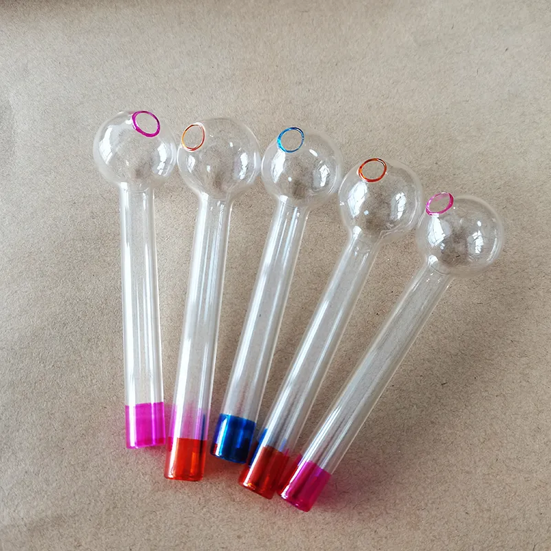 Glass Oil Burner Pipes Pyrex Thick SmokingTube 4 inch Length Handmade Hand Hold Glass Nail Burning bongs Pipe Green Pink Yellow Blue colors for Smokers Wholesale