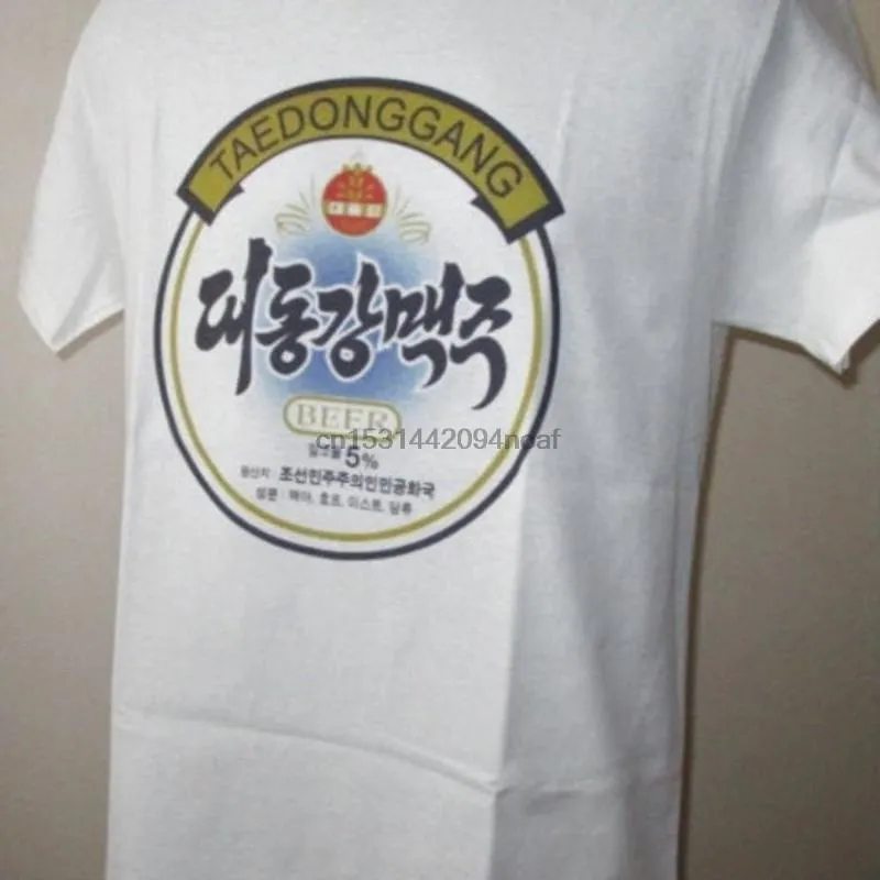 Herr t-shirts taedonggang t-shirt asiatisk lager öl logotyp dprk korea kläder grafiska tee män kvinnor 433men's