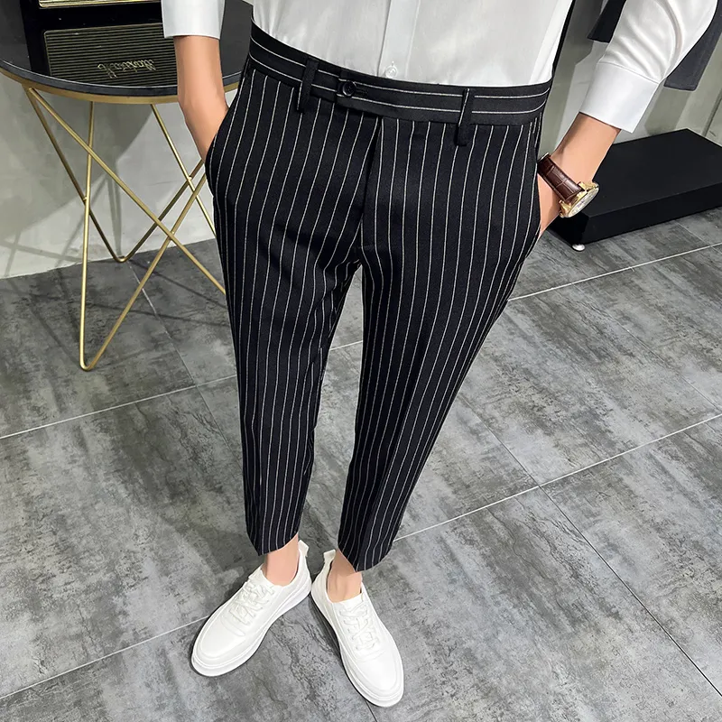Luminary Striped Neapolitan Dress Pants - Light Grey – Bombay Shirt Company