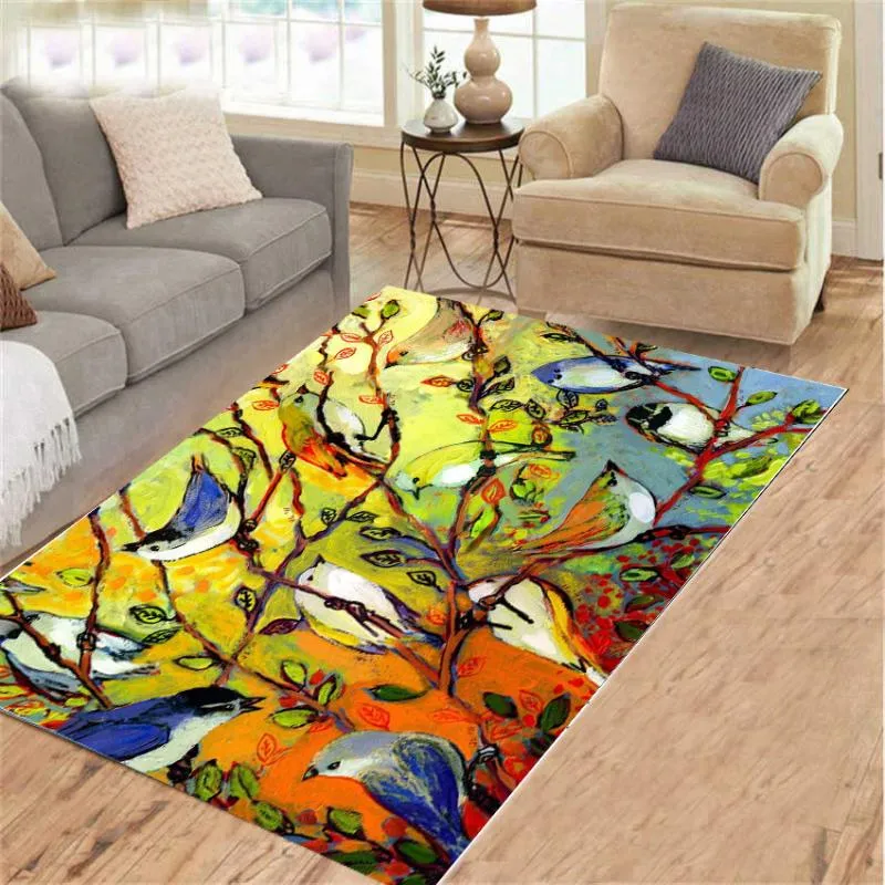 Carpets Plant Tree et Brid Flannel Tapis pour motif de salon Imprimé des tapis intérieur Home Floor Mat canapé Carpetscarpets