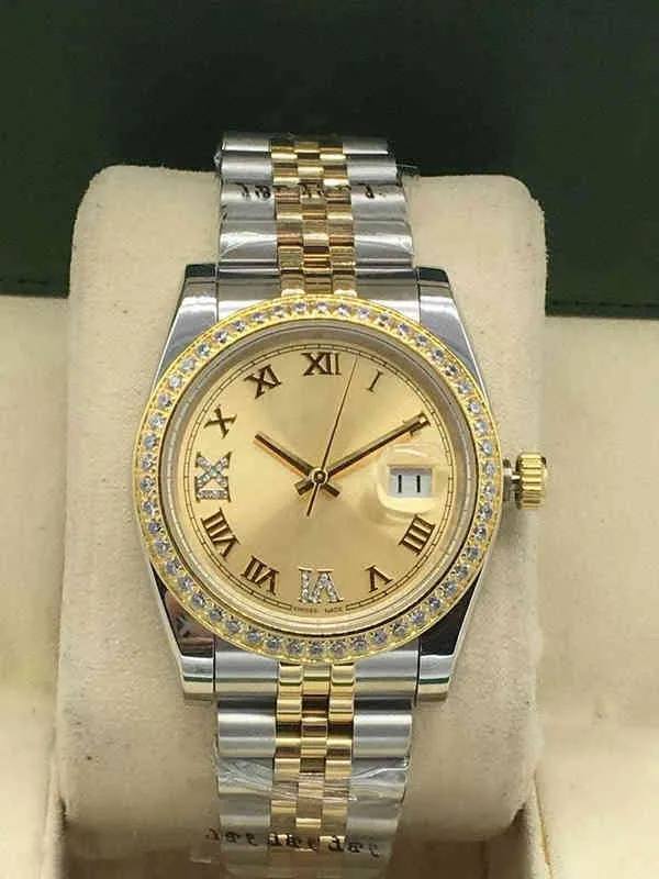Wysokiej jakości różowe złoto moda damska zegarek mechaniczny automatyczny 36 mm diamentowy szapel szafirowy różowy zegarek ladi stalowa bransoletka