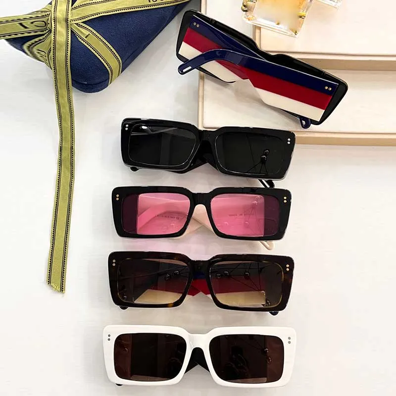メンズレディースのサングラスファッションラグジュアリーキャットウォークスクエアフレームピンクレンズサングラス0543S最高品質の誕生日パーティー旅行UV400保護