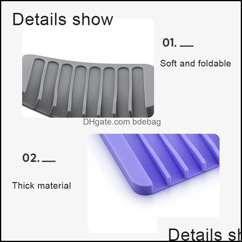 Non-slip Silicone Soap Holder Flexible Soaps Dish Plate Holders Tray Soapbox Container Storage Bathroom Kitchen Accessories WH0030