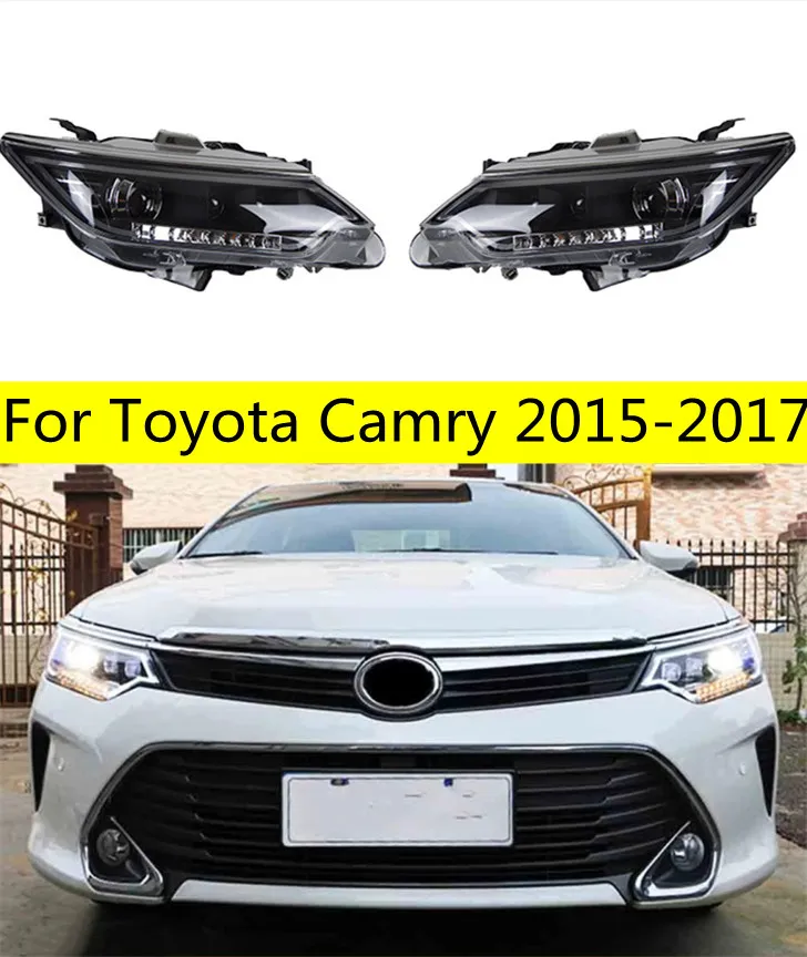 Conjunto de faróis automotivos para toyota camry, farol led 20 15-20 17, led completo, dinâmico, sinal de seta drl, luzes de condução