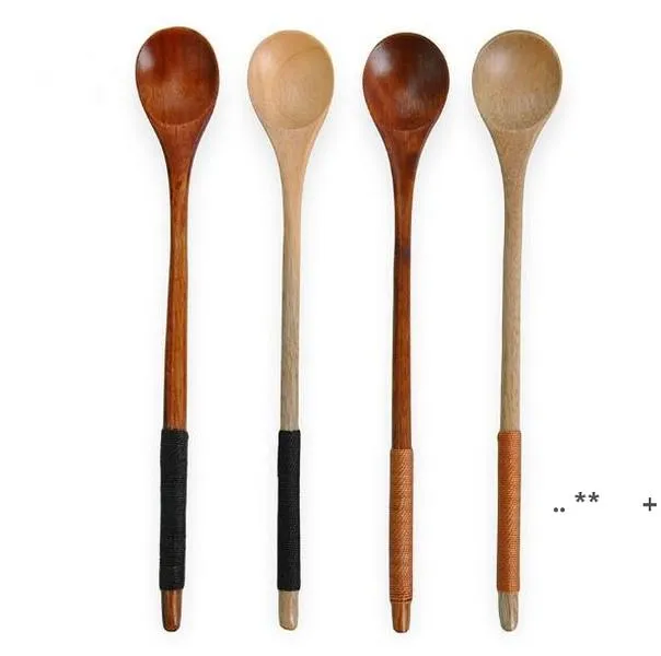 HOT Retro Long Handle Wood Spoon Coffee Tea Cooking Dining Utensil Cutlery Wooden RRA12782