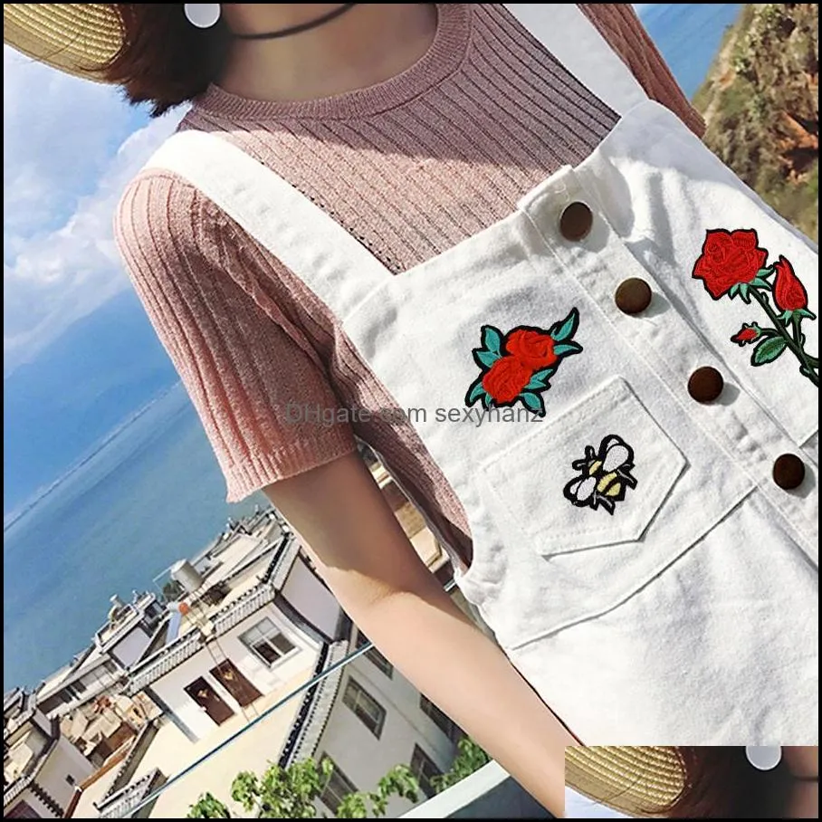 1 pcs beautiful embroidery flowers badge for women iron on transfer embroidery for clothes jeans jacket apron sew