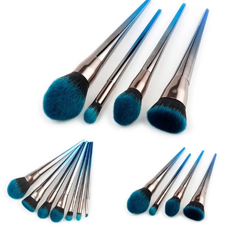 Niedrigerer Preis 4/7-teiliges Make-up-Pinsel-Set mit Farbverlauf in Blau, professionelle Pinsel-Werkzeug-Sets W220420