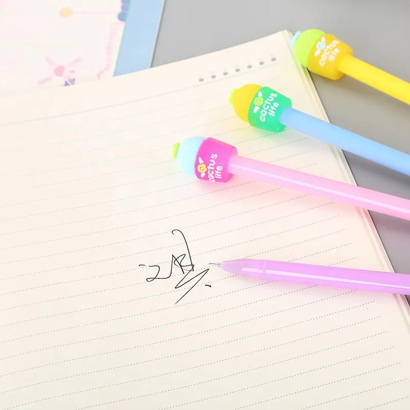 Gel stylos 36 pcs ensemble de papeterie créative gelée cactus stylo étudiant frais d'écriture d'outils dessin animé signe de bureau