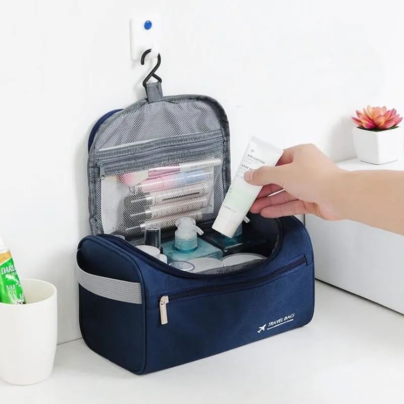 Casual Hommes suspendus Big Cosmetic Bag Business Maquillage Case Femmes Voyage Maquillage Contenu Zipper Organisateur Storage Pochette de toilette Baignoire de lavage 210305