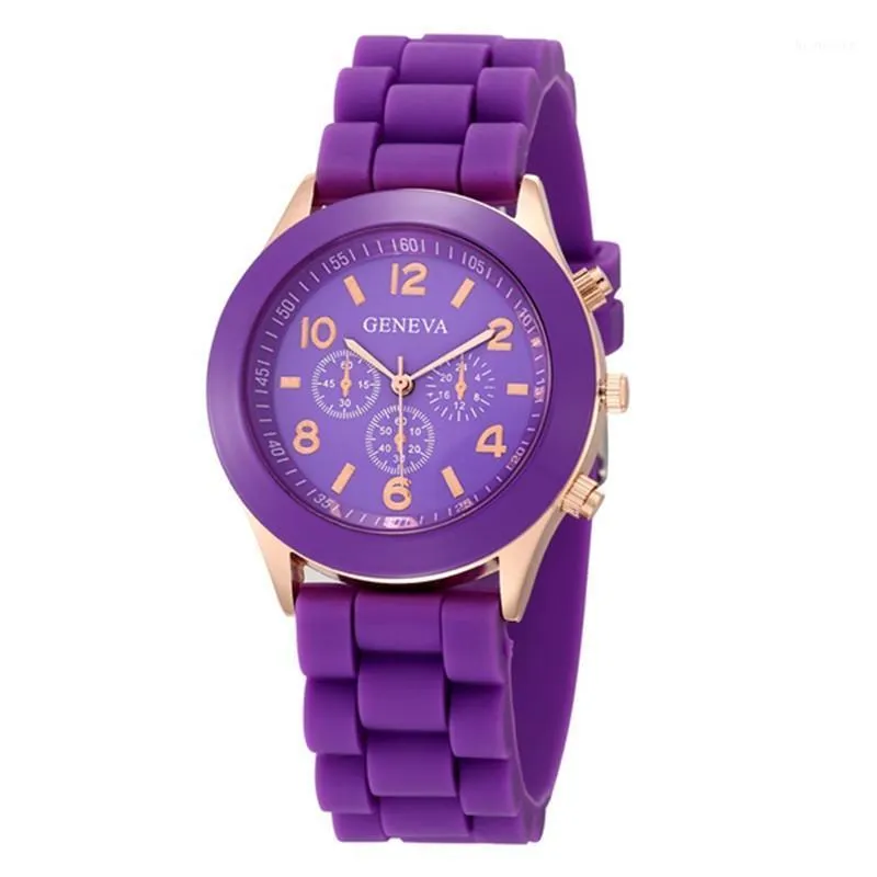 Zegarki na rękę śliczna fioletowa tarcza 2022 styl damski zegarek silikonowy pasek do zegarków analogowy damski sportowy zegarek kwarcowy Relojes Para MujerWrist