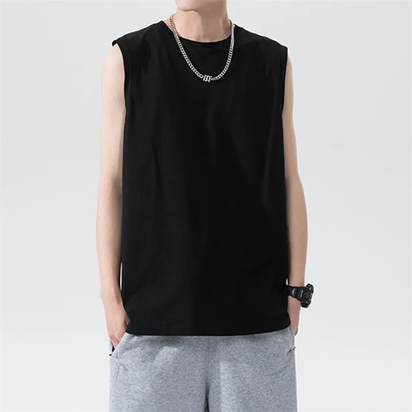 Lärlig sommar mode mäns tank tops bomull ärmlös tröja man lös casual tank top män 220421