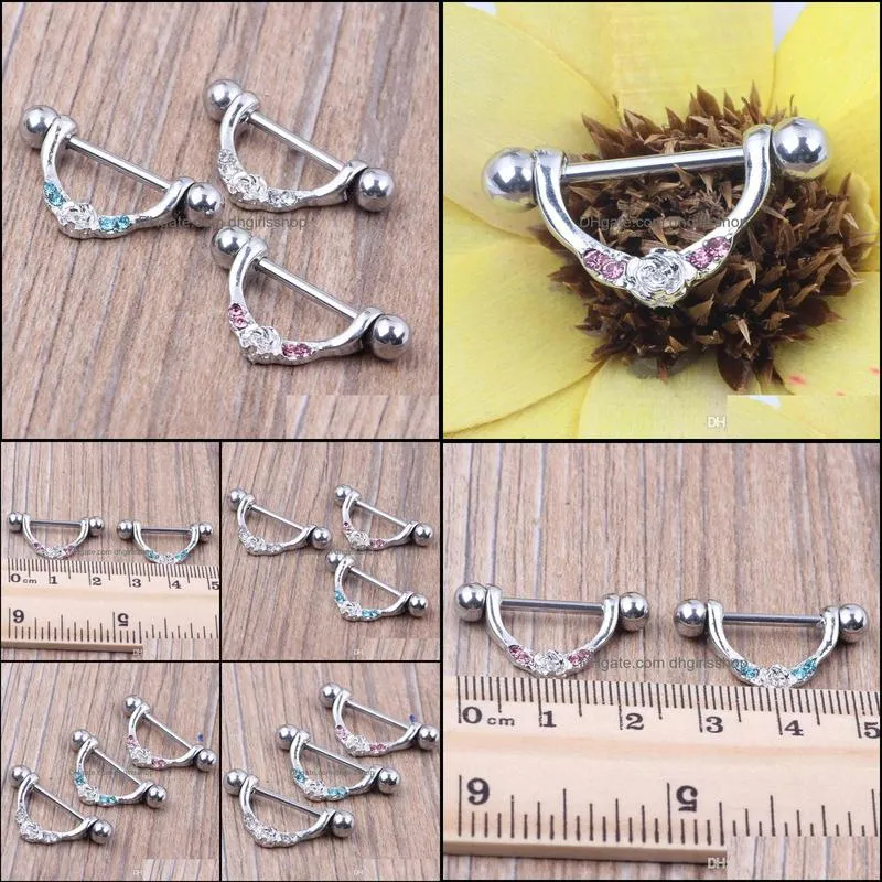 nipple ring body piercing fashion jewelry 14g 316l surgical steel bar nickel-free new design mix 3 color for woman