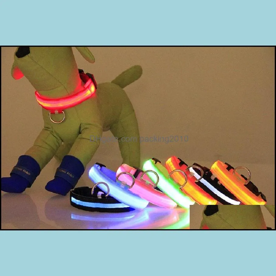 Led Pet Lysous Collar Traction Rope Night Blinkande Nylon Webbing Bly Används i mörk miljö eller gå hunden på nätter droppe leverans