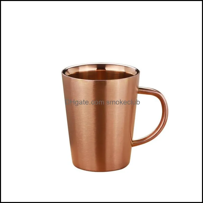 Mugs 304 Stainless Steel cup Double-layer Coffee Cups Creative Water Heat Insulation Anti Scald Home Beer Cups Milk About 340ml