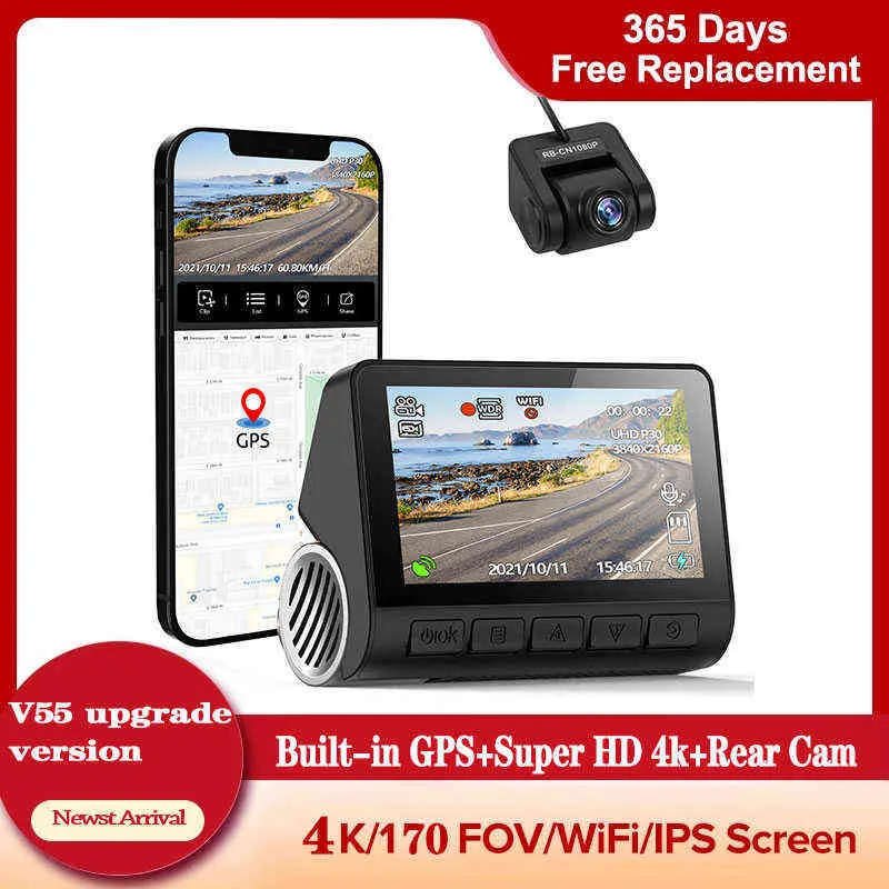 V K Dashcam Builtin GPS WiFi Car DVRサポート