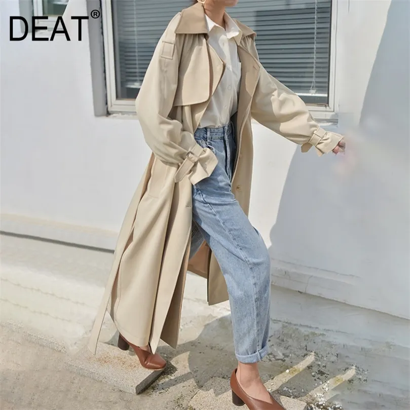 Deat Autumn Fashion Fashion Long Lappel Collar Sashe Womens Trench Coat High End Inglaterra Roupos de estilo MX119 220804