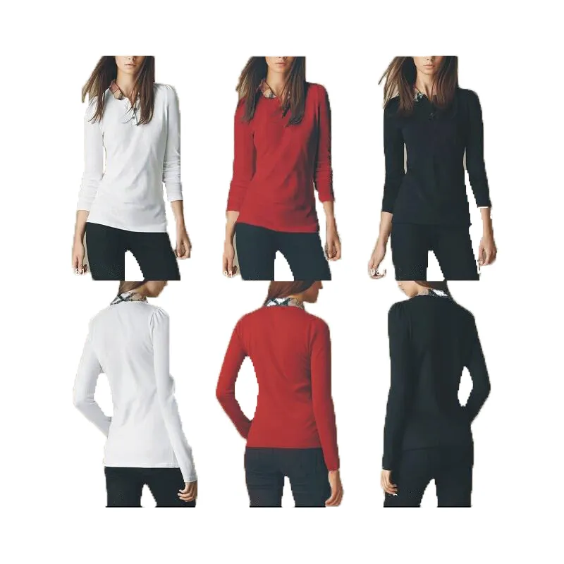 Nowe designerskie damskie koszule Treczki Bawełniane 100% koszule kobiety długie -samice haftowe bluzki kobiety Polo Lapel koszulka Slim Fit Ćwiczenie Top Bluzka Hurtowa