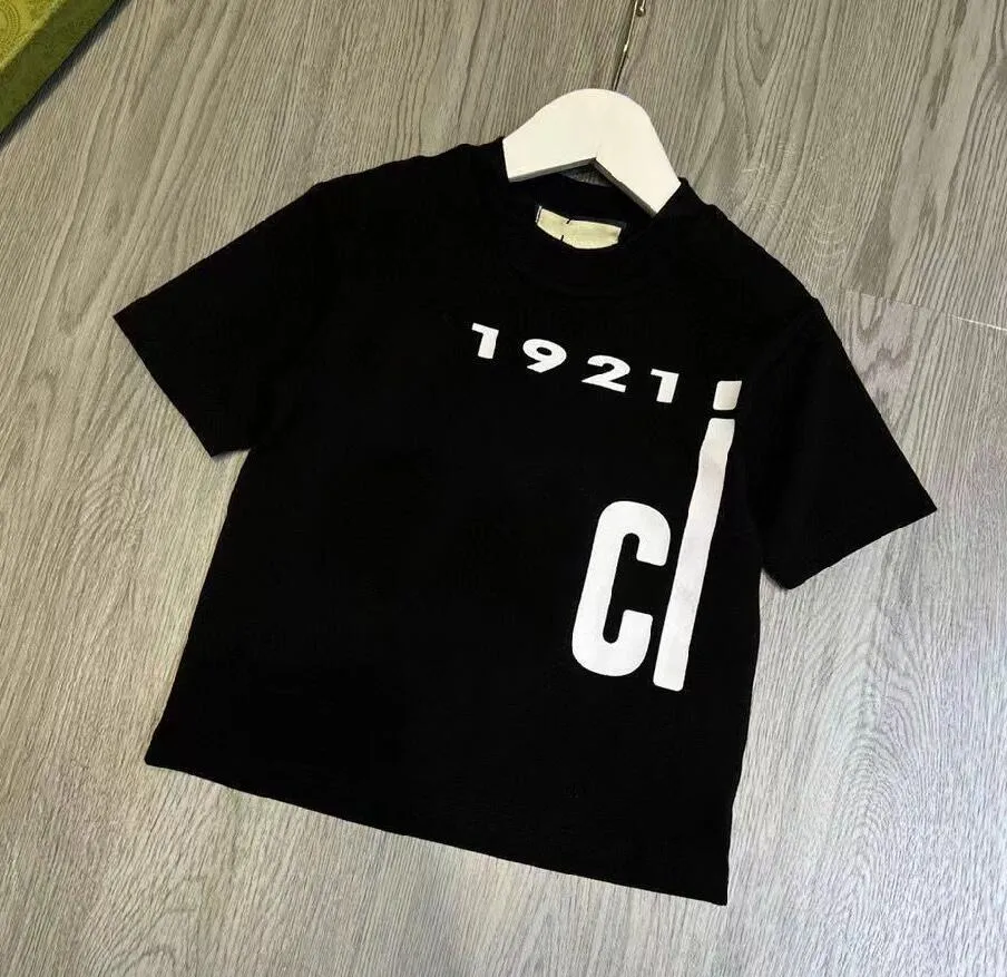 0-16T Çocuklar T-Shirt Ünlü tasarımcı t gömlek Tees Tops erkek kız işlemeli mektup pamuklu kısa kollu Kazak elbise Beyaz Siyah Renkler