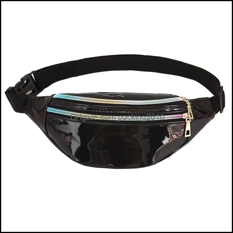 laser waist bag fanny pack zipper waterproof shiny chest pack bum bag beach purse shiny storage bags with adjustable belt