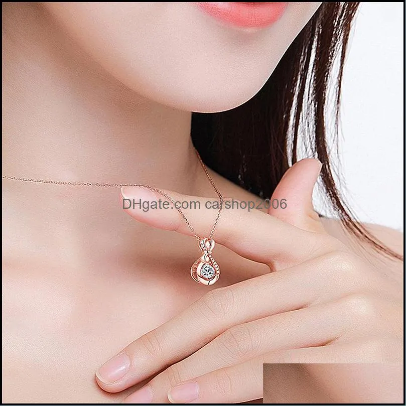 925 sterling silver necklaces for women luxury jewelry engagement wedding rose gold crystal necklace carshop2006