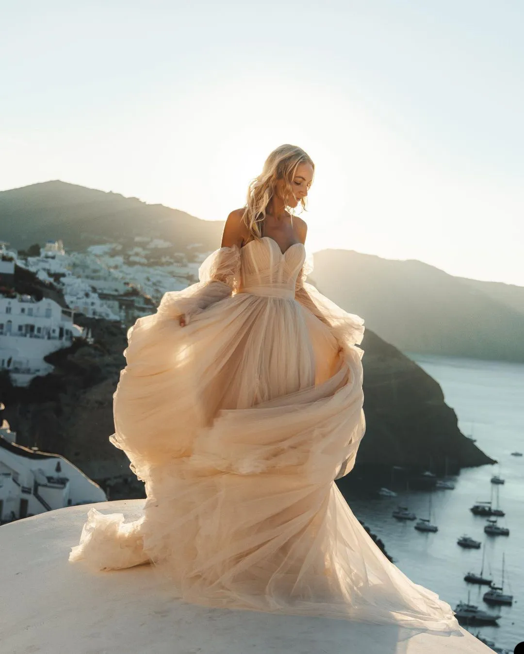 Robe de bal princesse à manches longues, en Tulle et dentelle, avec des Appliques sur les épaules, grande taille, sur mesure