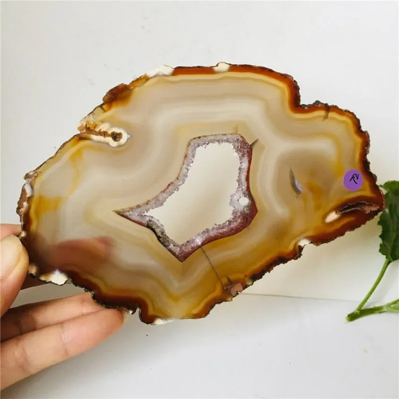 Dekorativa objekt Figurer 140-170mm Natural Crystal Red Agate Coffee Pad Plate Mineral Prov Point Healing Home Dekoration Dekorativ