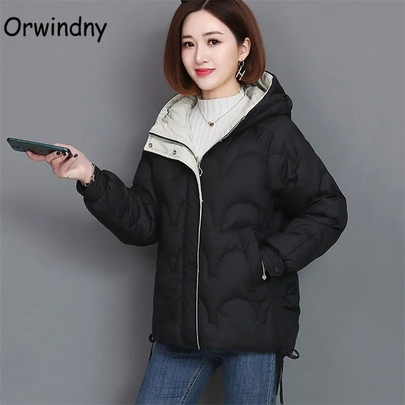 Orwindny dames winterjas kort warme parka's vrouwelijke herfst verdikking jas katoen met vegetude jas plus size 3xl lj201127