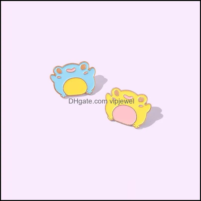 cute animal series frog cartoon brooches unisex alloy enamel colorful lapel pins children schoolbag clothes anti-light buckle badge brooch jewelry