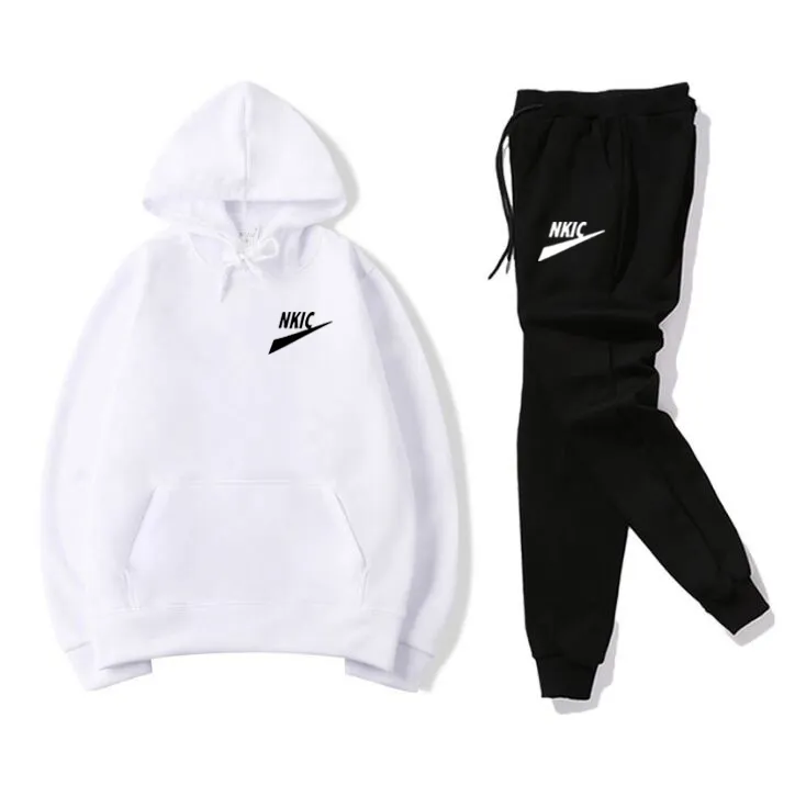 2 delar Set Träningsoverall Herr Sportkläder Sweatshirt + Dragsko Byxor Herr Fritidstryck Pullover Hoody Mode Streetwear Kläder S-XXXL