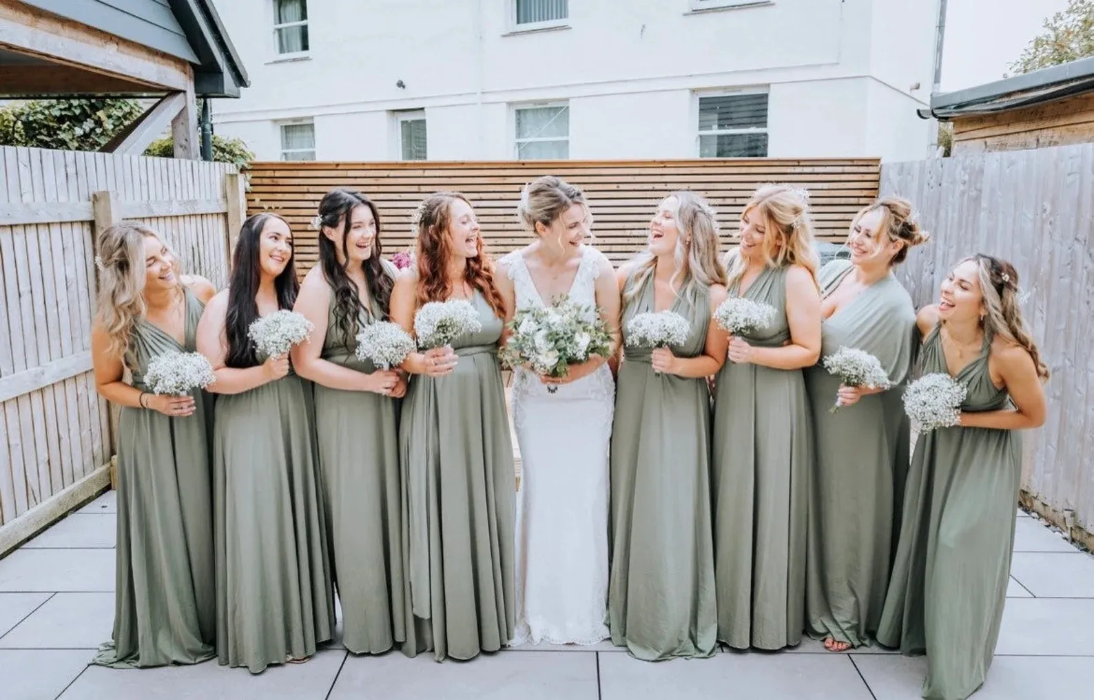 Dark sage bridesmaid dresses sales