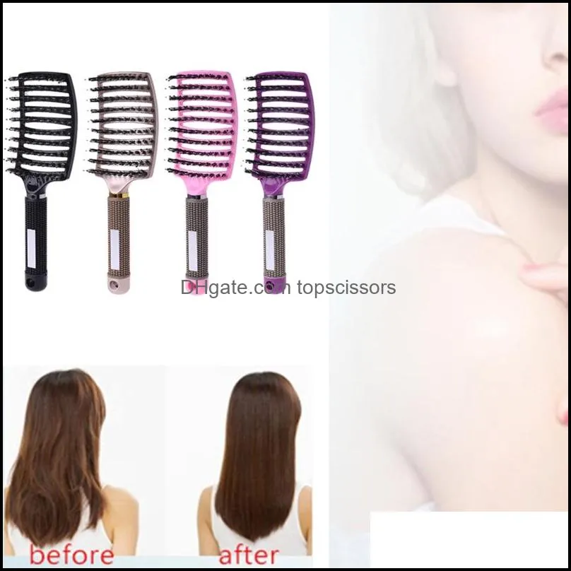 Bristle Nylon Hair Scalp Massage Brushes Women Wet Curly Detangle Brush for Salon Hairdressing Styling Tools