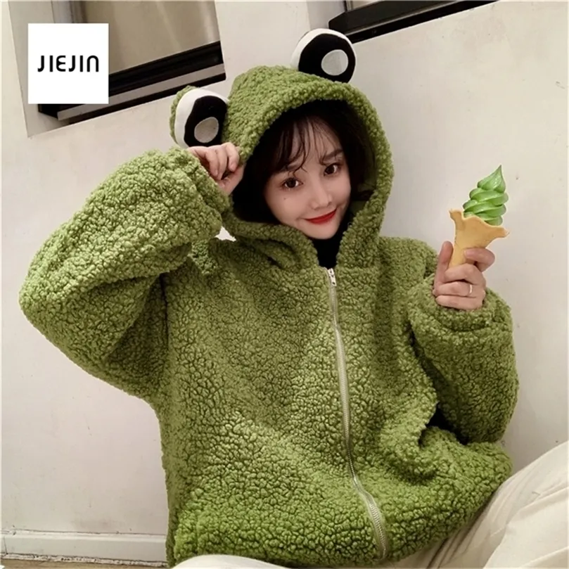 Grod Hoodie Winter Zipper Plush Comfort Top Winter Tjockare Chic Sweety Coat Outwear Korean Hooded Soft Teens Street Jacket 2xlxl 201208