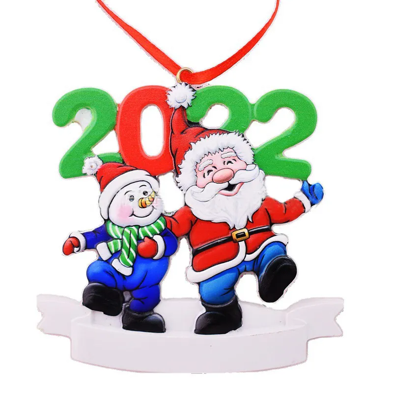 2022 Decorazione natalizia Ciondolo in resina Nome scritto a mano fai-da-te Babbo Natale Pupazzo di neve Ornamenti per l'albero di Natale