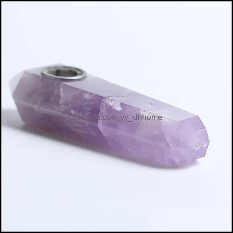 Natural Crystal Amethyst Tobacco Energy stone Smoking Pipes women modern Gemstone Pipe Tower Quartz Points with Gift Box