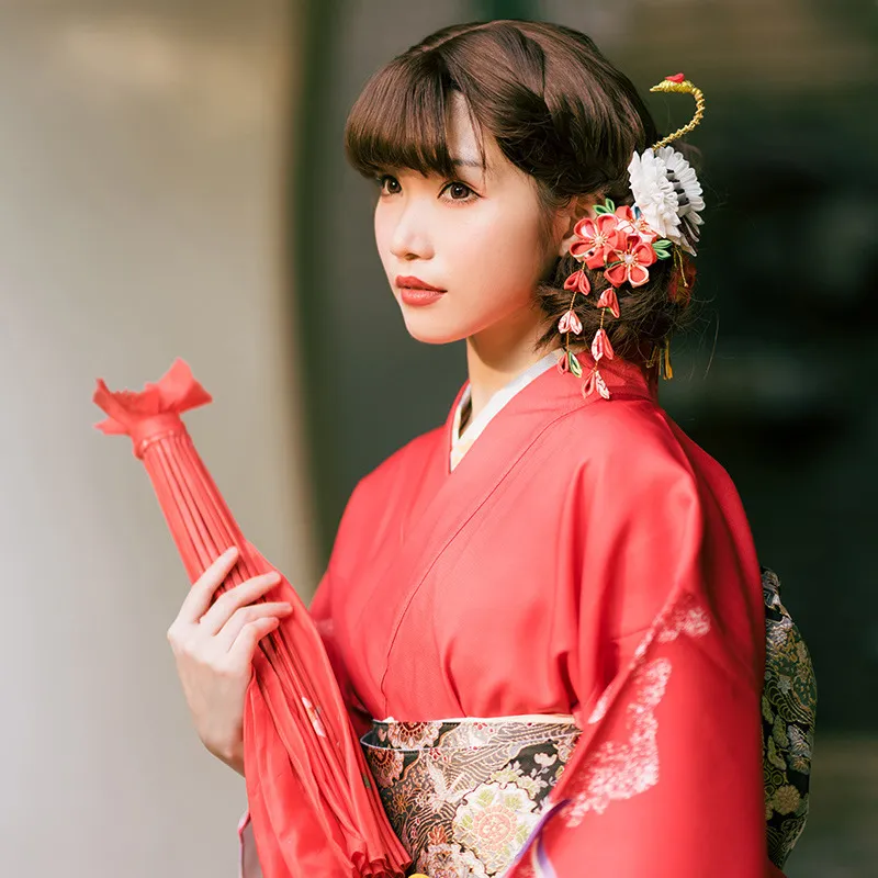 Traditional Red Kimono With Crane Motif  Short... From Fleming627, $49.95  | DHgate.Com