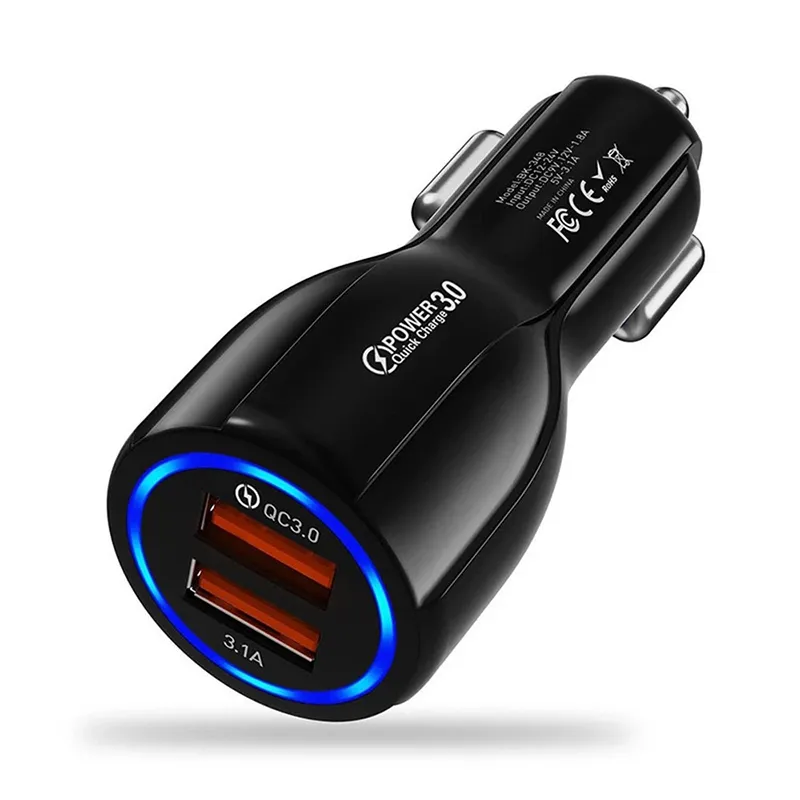 QC3.0 Carregador de carro rápido 6A Dual Cigarro USB Cigarro Fast Charging para iPhone Xiaomi Adaptador de carro