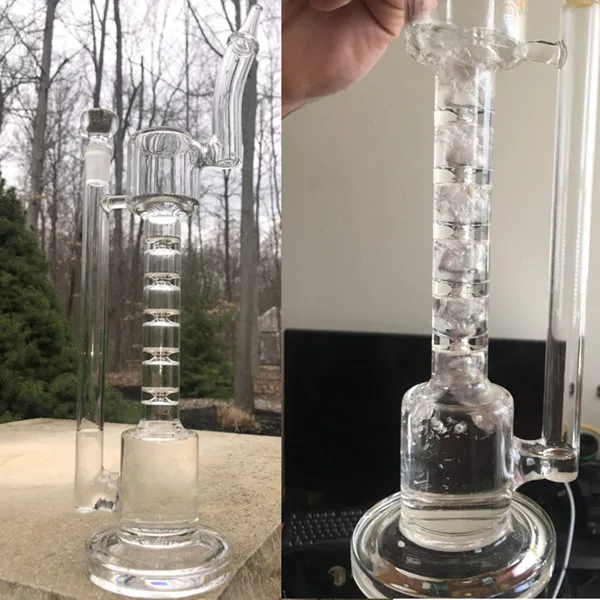 31 cm de água fumando tubos de água de vidro transparente com bong com spline Perc 14mm Bongus de vidro de vidro LOKAHS LOVEHOOKAH com tigela